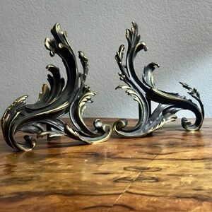 Pair of Antique French Rococo-style Bronze Andirons 19th Century